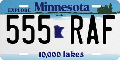 MN license plate 555RAF