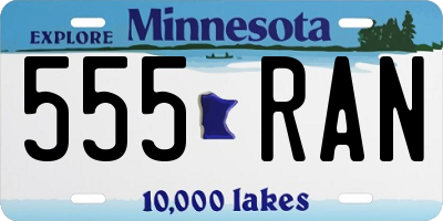 MN license plate 555RAN