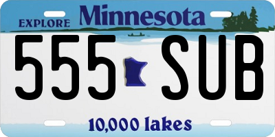 MN license plate 555SUB