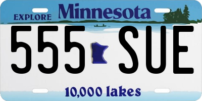 MN license plate 555SUE