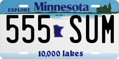 MN license plate 555SUM