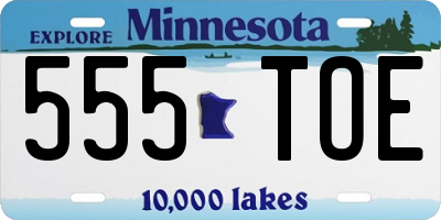 MN license plate 555TOE