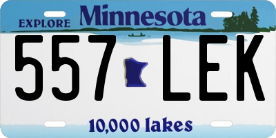 MN license plate 557LEK