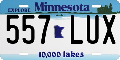 MN license plate 557LUX