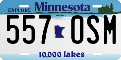 MN license plate 557OSM