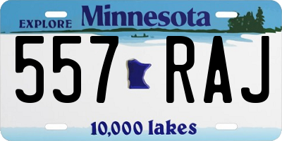 MN license plate 557RAJ