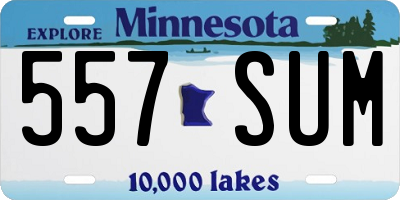 MN license plate 557SUM