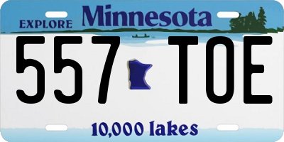 MN license plate 557TOE