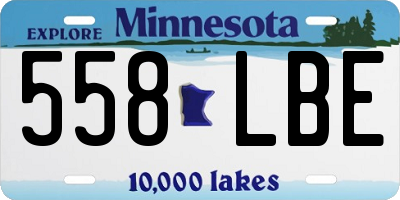 MN license plate 558LBE