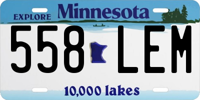 MN license plate 558LEM