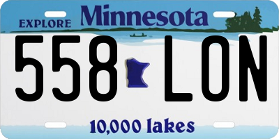 MN license plate 558LON