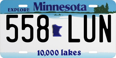 MN license plate 558LUN