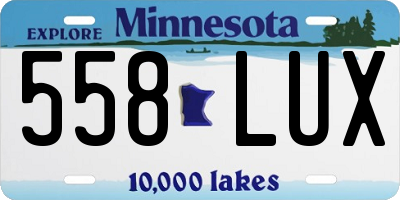 MN license plate 558LUX