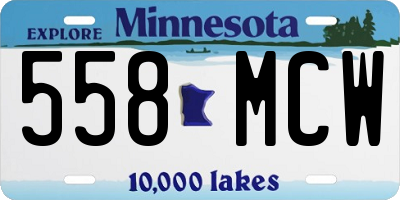 MN license plate 558MCW