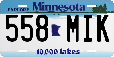MN license plate 558MIK