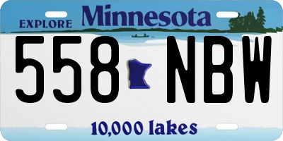 MN license plate 558NBW