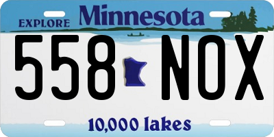 MN license plate 558NOX