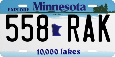 MN license plate 558RAK