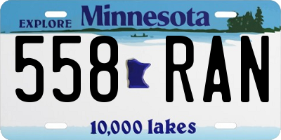 MN license plate 558RAN