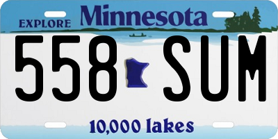 MN license plate 558SUM