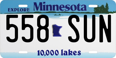 MN license plate 558SUN