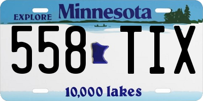 MN license plate 558TIX