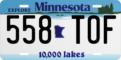 MN license plate 558TOF