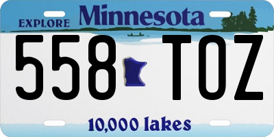 MN license plate 558TOZ