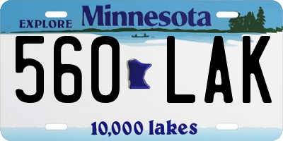 MN license plate 560LAK