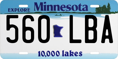 MN license plate 560LBA