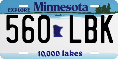 MN license plate 560LBK