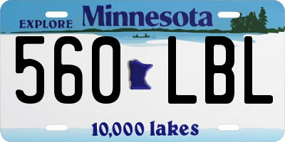 MN license plate 560LBL