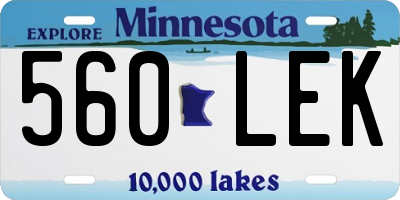 MN license plate 560LEK