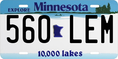 MN license plate 560LEM