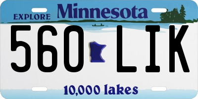 MN license plate 560LIK