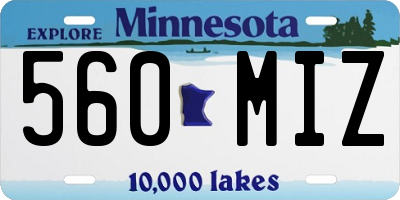 MN license plate 560MIZ