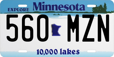 MN license plate 560MZN