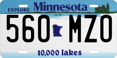 MN license plate 560MZO