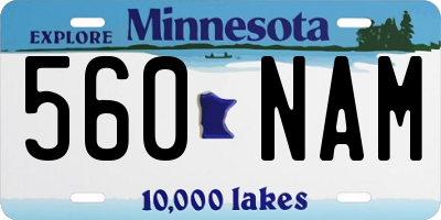 MN license plate 560NAM