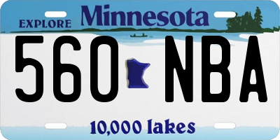 MN license plate 560NBA