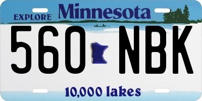 MN license plate 560NBK
