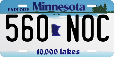 MN license plate 560NOC