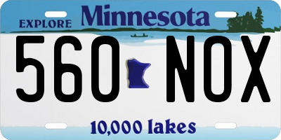 MN license plate 560NOX