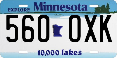 MN license plate 560OXK