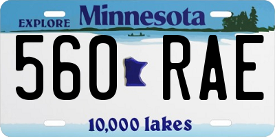 MN license plate 560RAE