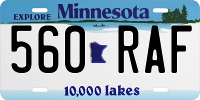 MN license plate 560RAF