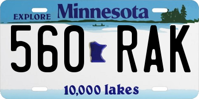 MN license plate 560RAK
