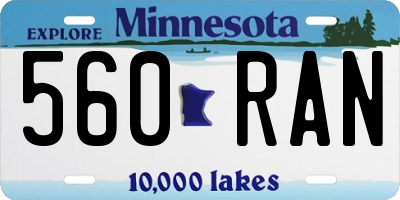 MN license plate 560RAN