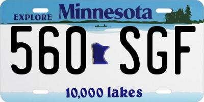 MN license plate 560SGF