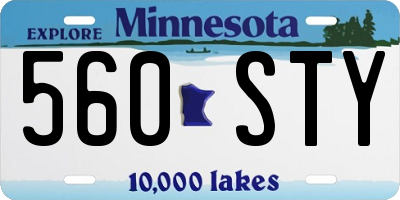 MN license plate 560STY
